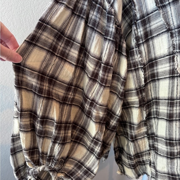 By Together Plaid V-Neck Women's Boho Top, Size Small - Picture 5 of 12